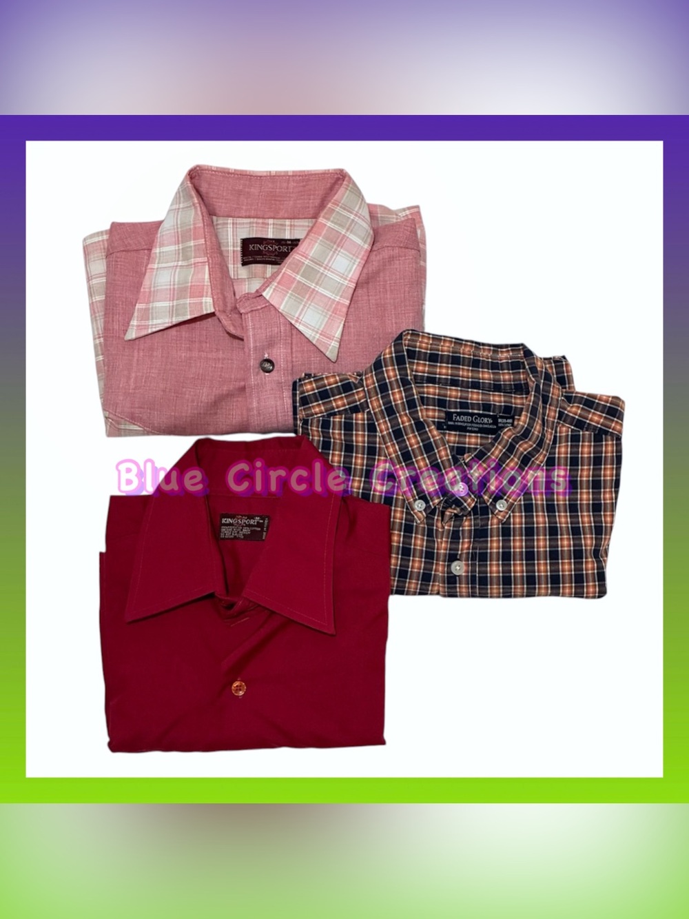 Men’s Vintage Short Sleeve Button Down Shirt 3 Piece Bundle Size Medium